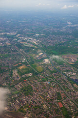 Fabulous aerial view from airbus Germany, flying airplane.