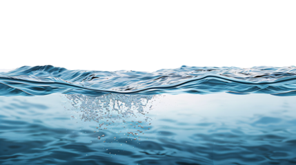 Clean drinking water cross sectional view with air bubbles on an isolated background