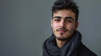 Obraz premium young Muslim man on the gray