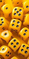 yellow dice waiting for a successful throw.
Concept: online and offline casinos, symbol of luck and risk dependence, adrenaline of gaming experience