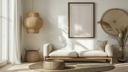 frame Mockup, modern Korean apartment, home interior, 3d render