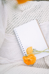 Blank journal with yellow flowers