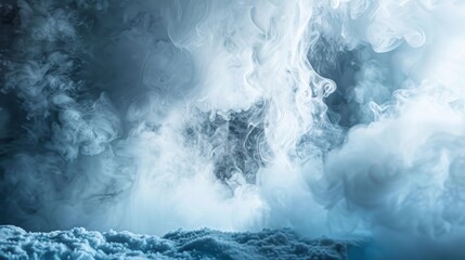A cloud of vapor escapes a cryogenic chamber, forming delicate tendrils in the frigid air. - obrazy, fototapety, plakaty
