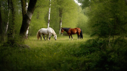 Naklejka na ściany i meble A Tranquil Bond in the Forest Glade