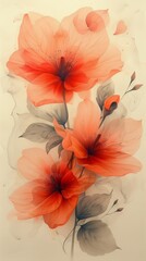 Stunning Beige Floral Abstract Pencil Drawing Background Generative AI