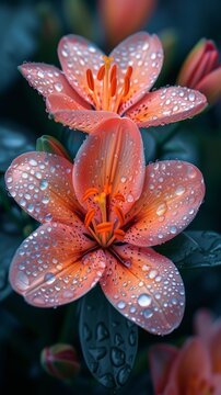 Stunning Lily Flowers with Dew Drops: HD Wallpaper for Desktop Background Generative AI