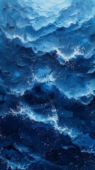 Textured Blue Abstract Watercolor Illustration with Splashes Generative AI