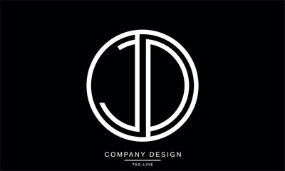 JD, DJ Abstract Letters Logo Monogram Design Font Vector