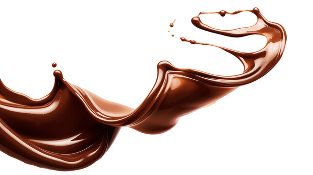 A dreamy swirl of liquid chocolate drink on an isolated background