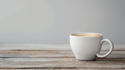 a background that complements the white cup of coffee and maintains visual clarity. A clean, uncluttered background helps highlight the subject and enhances the realism of the photo.