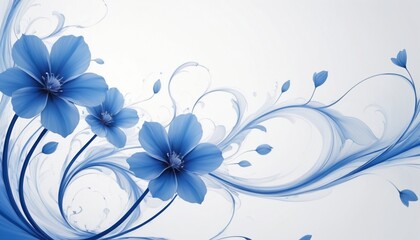 Flowing dance artistic spring blue flowers how creative abstract background for card, invitation, prints or wallpaper.