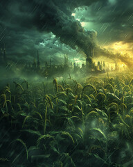 The Weather Wizards manipulate urban storms, reshaping city landscapes with their power. - obrazy, fototapety, plakaty