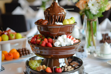 Decadent Chocolate Fountain with Fruits