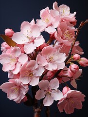 Beautiful large cherry blossom buds with its delicate pink petals, attention to detail and the beauty of the smallest details. A scene of spring with delicate flowers. Generative AI