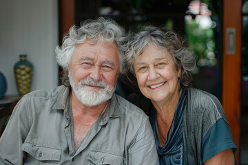 Happy senior couple, man and wife, traveling, active retirement concept