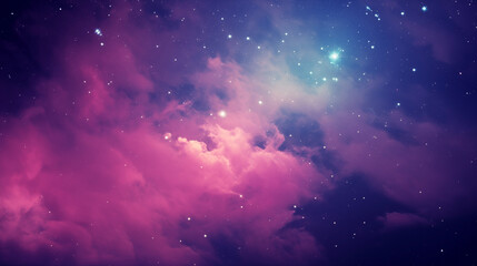 Dreamy night sky background with glowing clouds and shimmering stars