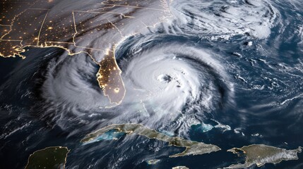 Satellite View of a Hurricane Generative AI