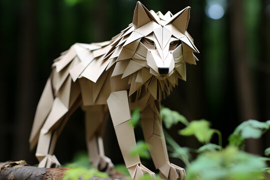 Paperstyle origami wolf, paperstyle wolf, paperstyle wolf
