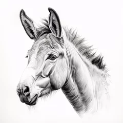 Muurstickers a drawing of a donkey © Anatolie