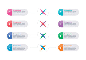 eight options briefing template. Infographic template for industry, business, energy, technology, science. star infographic template. annual report, informational template for magazine