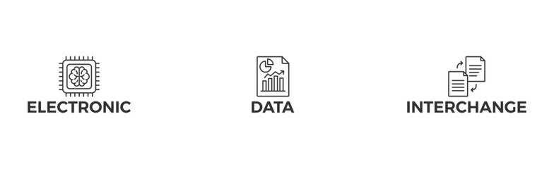 EDI banner web icon vector illustration concept for electronic data interchange of business documents standard format with a cloud server, exchange, database, file, chart, automation, and process .