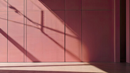 Graphic sun shadows on a pink wall