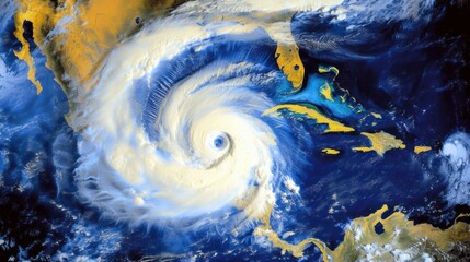 Satellite View of a Hurricane in the Ocean Generative AI