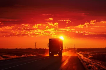 Keuken foto achterwand Sunset Highway Trucking © spyrakot