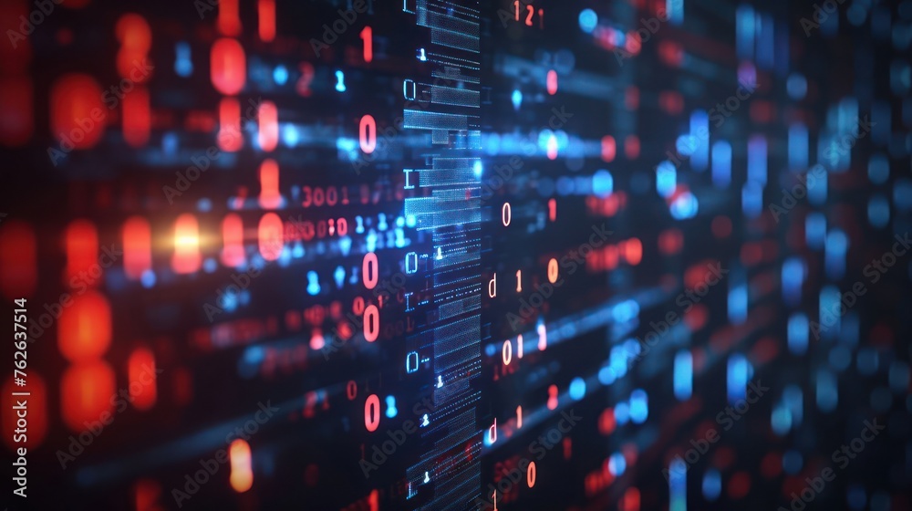 Poster digital data cloud streaming across computer screen generative ai