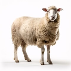 a sheep standing on a white background