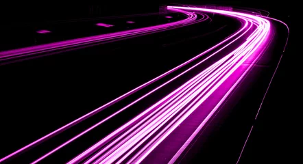 Photo sur Plexiglas Autoroute dans la nuit violet car lights at night. long exposure