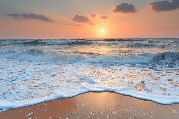 Tranquil Sunrise Over Ocean Waves