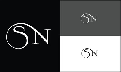 Set Of SN, NS, ,S N, Abstract letters Logo Monogram