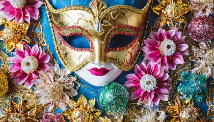 vibrant background adorned with captivating carnival masks