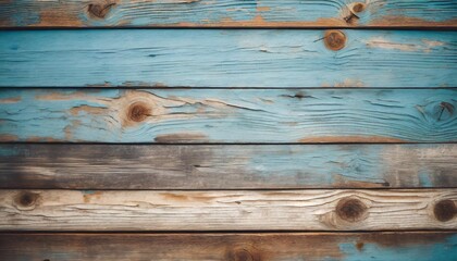 texture of vintage wood boards with cracked paint of light blue beige brown and white color retro...