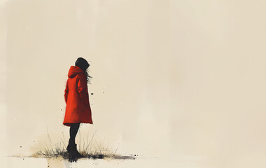Alone or lonely person concept, AI illustration