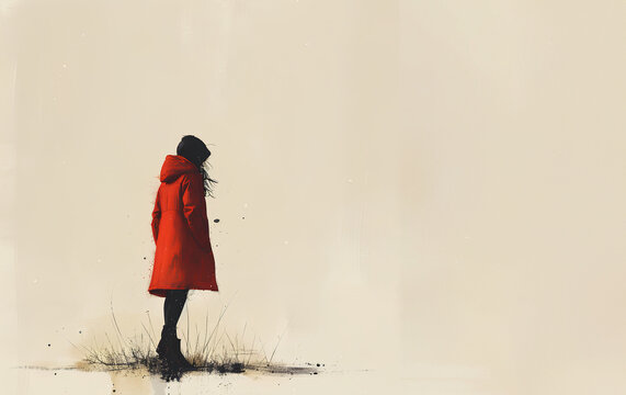 Alone or lonely person concept, AI illustration