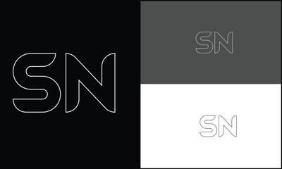 Set Of SN, NS, ,S N, Abstract letters Logo Monogram