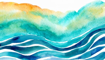 Fototapeta na wymiar watercolor sea wavy background