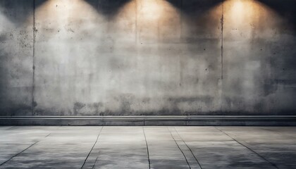 abstract empty modern concrete room with soft overhead lighting and a rugged cement floor this industrial interior serves as a versatile background template depicted in a - obrazy, fototapety, plakaty