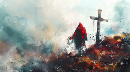 Concept of the crucifixion of Jesus Christ, son of God, during Holy Week - obrazy, fototapety, plakaty
