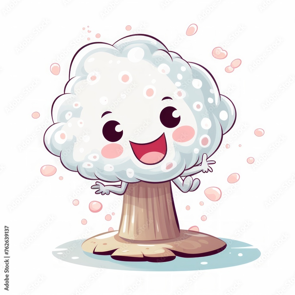Aufkleber Generative AI A playful sprite balancing on a mushroom and laughing joyfully in the air.