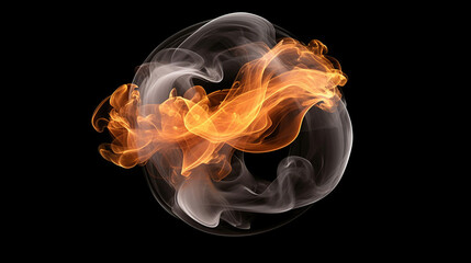 Wispy smoke in motion inside sphere.