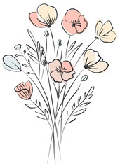 flowers drawing without background