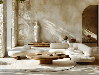 Outdoor Relaxation: Modern Furniture Set on a Patio Surrounded by Lush Greenery and Nature, Stylish Comfort