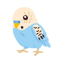 Vector illustration cute doodle sky budgerigar for digital stamp,greeting card,sticker,icon,design