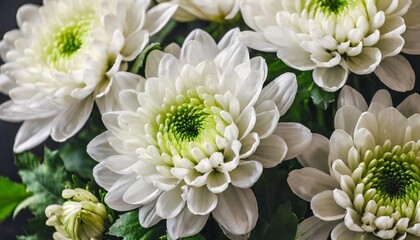 close up photo of white chrysanthemum bouquet abstract floral background