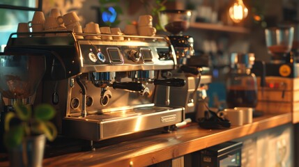 Fototapeta na wymiar coffee machine barista brew coffee