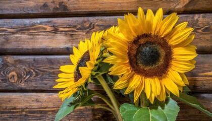 a beautiful sunflower bouquet in front of a wooden wall germany - Powered by Adobe