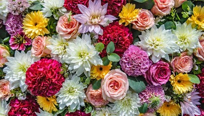 multi colored flower wall background wedding decoration close up of colorful real flowers wall background